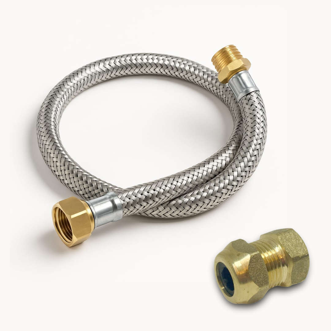 Kit Instalação Gás Encanado Mangueira 1,20mt + Adaptador Fêmea